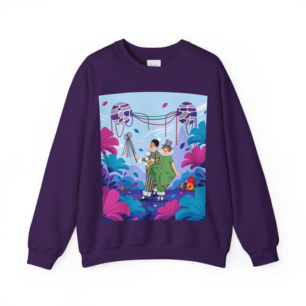 🎭🌸 The Garden Masquerade Crewneck Sweatshirt – Art Deco Floral Whimsy