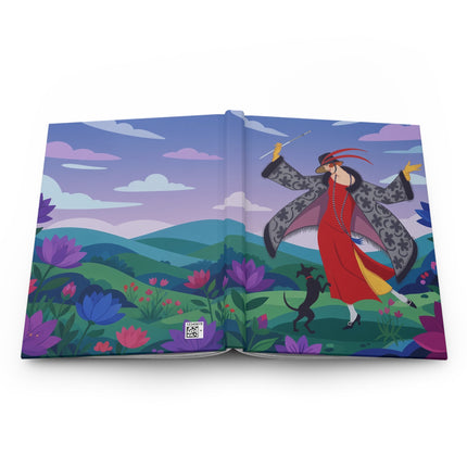 🎭🐕 The Lady And The Dancing Dog Hardcover Journal – Art Deco Garden Whimsy