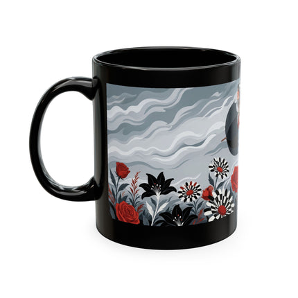 ☂️🌹 The Lady In The Windy Rose Garden Ceramic Mug – Art Deco Fashion Whimsy