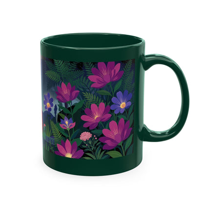 🌙🌺 The Lady Of The Midnight Flower Garden Ceramic Mug – Art Deco Floral Elegance