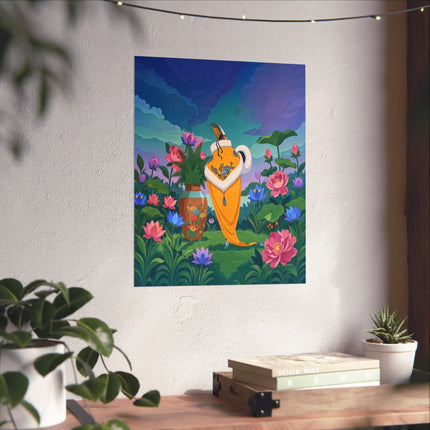 🪷✨ The Lady Of The Golden Lotus Stroll Matte Vertical Poster – Art Deco Floral Elegance