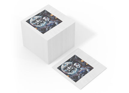 Geisha’s Black Ink Tears White Coined Napkins