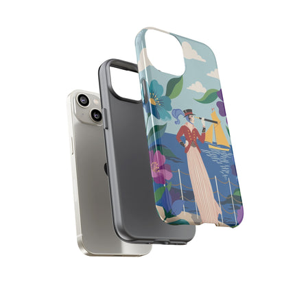 🌊🔭 The Lady Of The Seaside Lookout Phone Case – Art Deco Nautical Adventure