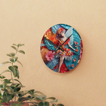 Hibiscus Fairy Acrylic Wall Clock, Round and Square