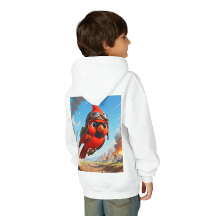 Cardinal Dive Bomber Youth Hooded Sweatshirt – Bold Flight & Fearless Adventure
