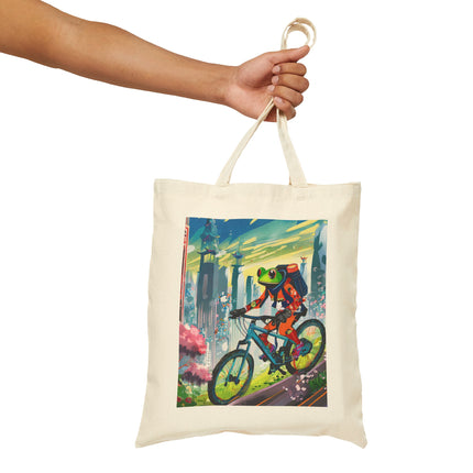 Cyberpunk Frog Cotton Canvas Tote Bag