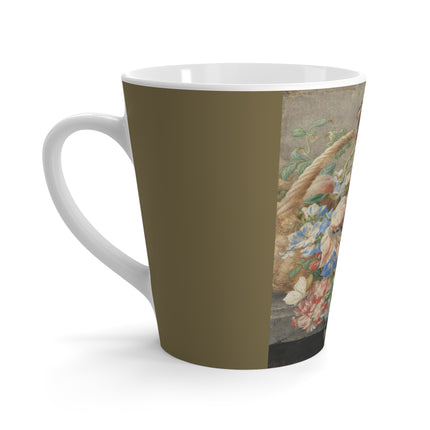 A Basket with Flowers by Herman Henstenburgh Latte Mug