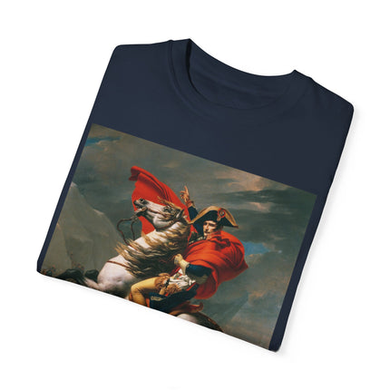 Napoleon Crossing the Alps by Jacques-Louis David Unisex Garment-Dyed T-shirt
