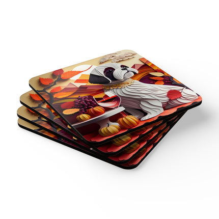Shih Tzu at an Autumn Wine Tasting Corkwood Coaster Set