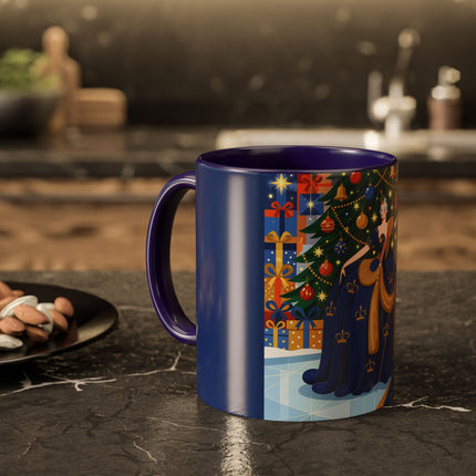 👑🎄 The Christmas Queen Of Golden Bells Colorful Mug – Art Deco Holiday Elegance