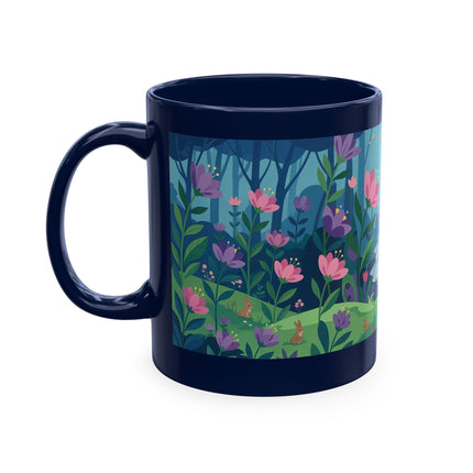 🌸☂️ The Lady Of The Enchanted Garden Stroll Ceramic Mug – Art Deco Floral Whimsy