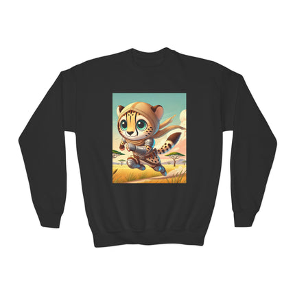 Swift Cheetah Youth Crewneck Sweatshirt – Speed, Energy & Adventure