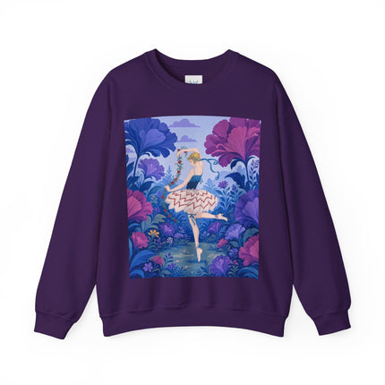 🌸🩰 The Enchanted Garden Ballet Crewneck Sweatshirt – Art Deco Floral Whimsy