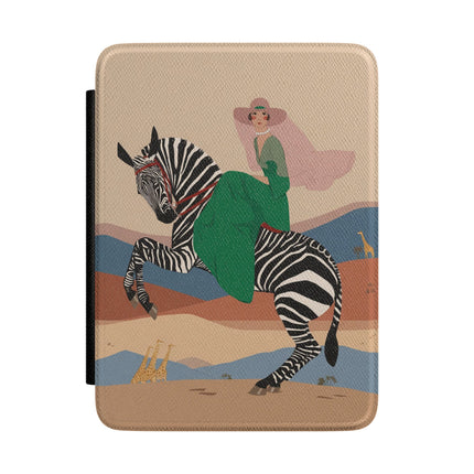 Zebra Rider Kindle Case – Safari Chic & Art Deco Elegance