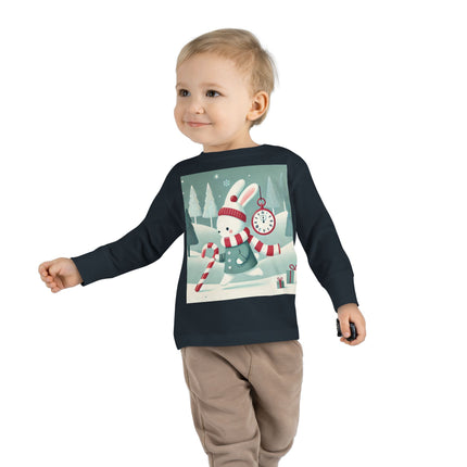 Candy Cane Timekeeper Bunny Toddler Long Sleeve Tee