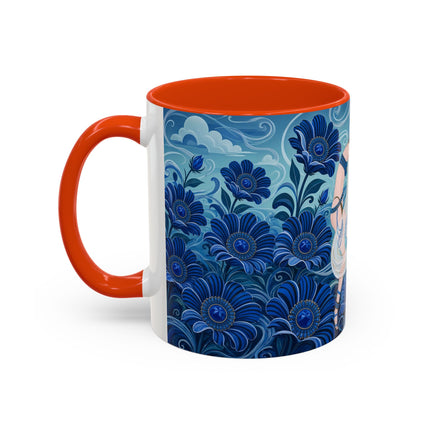 💙🌸 The Sapphire Wind Dancer Colorful Mug – Art Deco Floral Fantasy