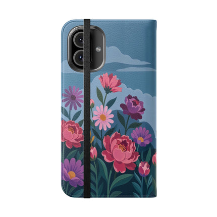🌸☁️ The Lady Among The Giant Flowers Flip Case – Art Deco Floral Fantasy