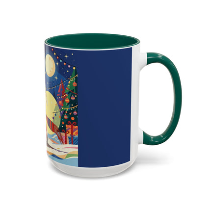 🌙🎿 The Moonlit Christmas Skier Colorful Mug – Whimsical Holiday Fantasy