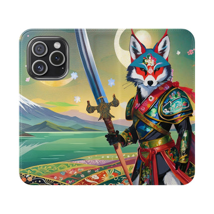 🐕⚔️ Cyberpunk Samurai Dog Flip Case – Futuristic Honor & Kitsune Spirit