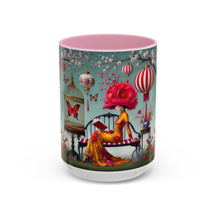 Reading in a Painted Garden Colorful Mugs (11oz, 15oz)