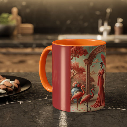 Petals, Porcelain, and Flamingos Colorful Mugs (11oz, 15oz)