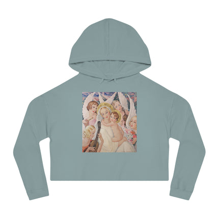 Madonna with Child surrounded by musical angels by Gerda Wegener Women’s Cropped Hooded Sweatshirt