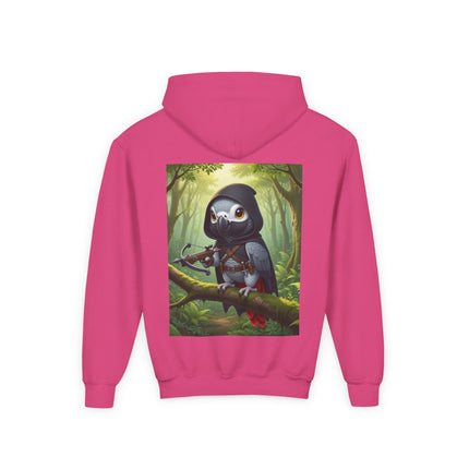 The African Grey Sentinel Youth Hooded Sweatshirt – Quiet Strength & Woodland Adventure