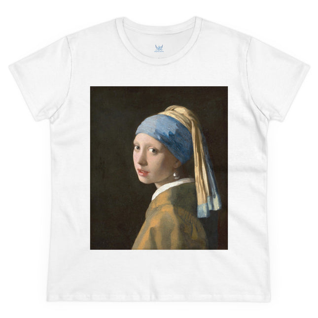 Girl with a Pearl Earring by Johannes Vermeer Women's Midweight Cotton Tee