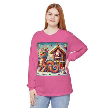 Playful Dragon's Christmas Unisex Garment-dyed Long Sleeve T-Shirt