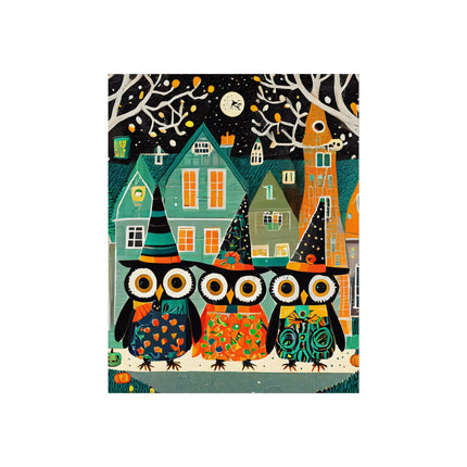 Night of the Trick-or-Treating Owlets Fine Art Posters