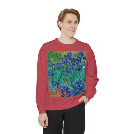 Irises by Vincent Van Gogh Unisex Garment-Dyed Sweatshirt