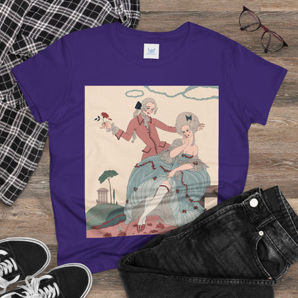 🌹🎀 The Rose Garden Courtship Cotton Tee – Art Deco Romantic Fashion