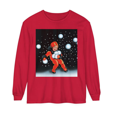 Festive Snowball Unisex Garment-dyed Long Sleeve T-Shirt