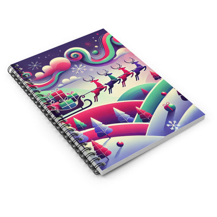 Festive Reindeer Flight Spiral Notebook - Ruled Line