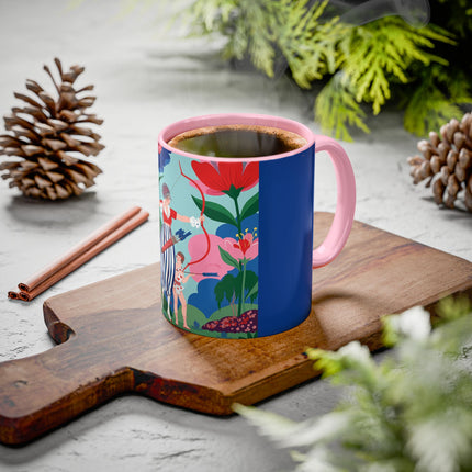 The Lady Of The Scarlet Bow Colorful Mugs – Art Deco Botanical Archer Elegance