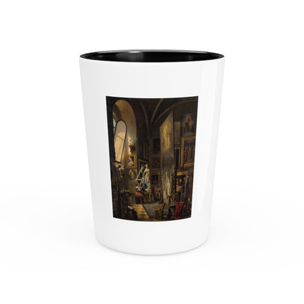 Raphael and his Muse in the Atelier by Vincenzo Abbati Ceramic Shot Glass