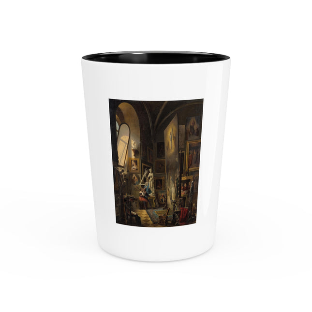 Raphael and his Muse in the Atelier by Vincenzo Abbati Ceramic Shot Glass