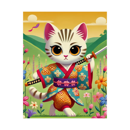 ⚔️🐱 Samurai Kitten Matte Vertical Poster – Courage, Honor & Whimsical Adventure