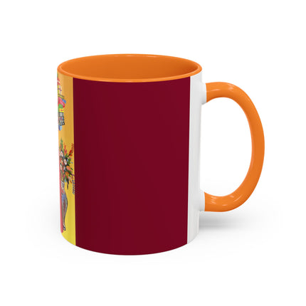 Elegant Holiday Woman with Gifts Colorful Mugs (11oz, 15oz)
