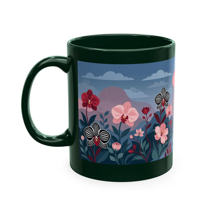 🖤🌸 The Lady Of The Striped Orchid Garden Ceramic Mug – Art Deco Fashion Elegance