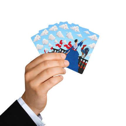 🐓☁️ The Lady And The Grand Rooster Playing Cards – Art Deco Country Whimsy