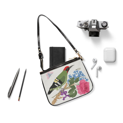 Woodpecker & Rose Shoulder Bag – Spring Charm & Vibrant Nature