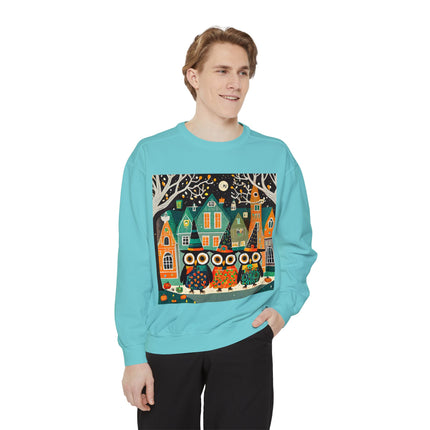 Night of the Trick-or-Treating Owlets Unisex Garment-Dyed Sweatshirt