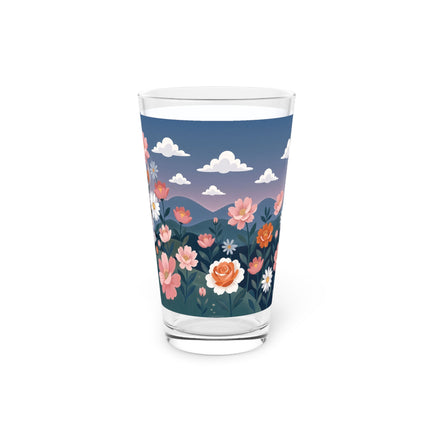 🌸🎀 The Grand Floral Promenade Pint Glass – Art Deco Fashion Fantasy