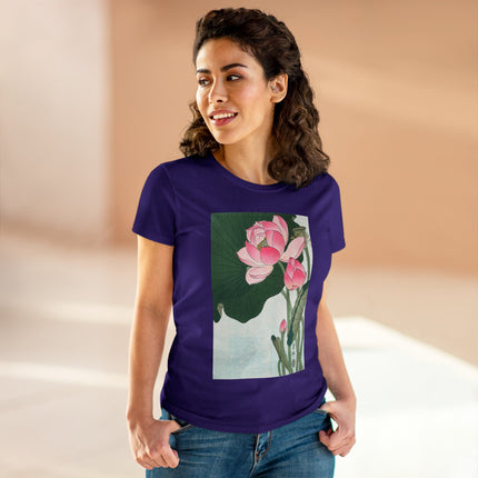 Blooming Lotus Flowers by Ohara Koson Women's Midweight Cotton Tee