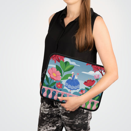 🌺🪭 The Lady Of The Grand Garden Terrace Laptop Sleeve – Art Deco Floral Elegance