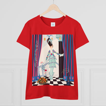 🌸🎭 The Lady Of The Garden Salon Cotton Tee – Art Deco Floral Elegance