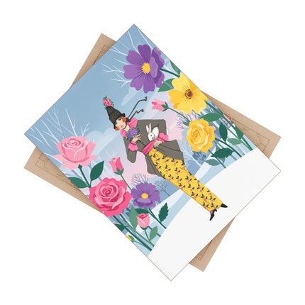 🐇🌹 The Lady With The White Rabbit Ceramic Tile – Art Deco Winter Garden