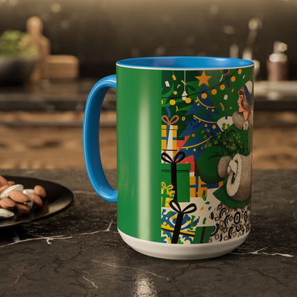 🍀🎄 The Emerald Holly Christmas Colorful Mug – Art Deco Holiday Elegance