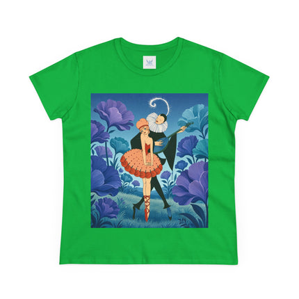 🎭🌺 The Garden Duet Cotton Tee – Art Deco Musical Whimsy